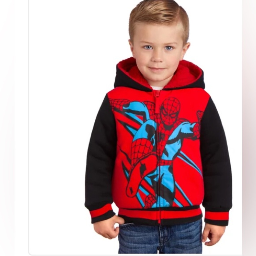 NWT Marvel Spider-Man Plush lining Zipper Hoodie Warm Cozy Pockets 5T